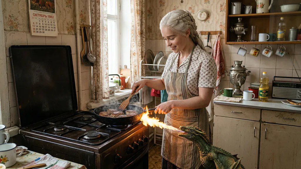 Обои на рабочий стол: Дайнерис на кухне