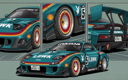 Poster, Mazda, Mazda RX7, AI Art, AI Generated, Liberty Walk