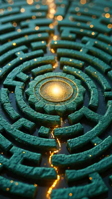 Labyrinth, Glow, Green Stone, Magic, Vertical, Path