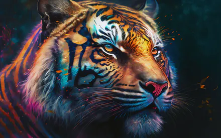 Neon, AI Art, Portrait, Predator, Colorful, Bright, Art, Wildlife, Animal