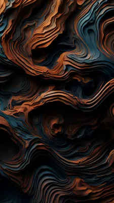 Waves, Relief, Terracotta, Dark, Background, Wallpaper, Digital Art, Texture, Layers