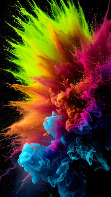 Abstraction, Colors, Neon, Splash, Smoke, Bright Colors, Black Background, AMOLED