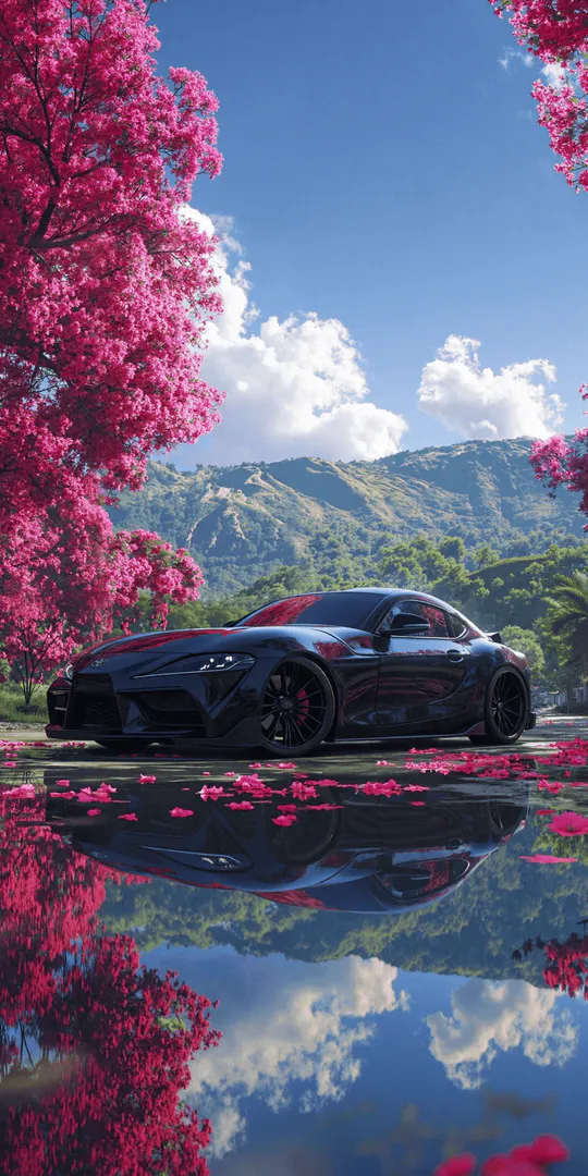 Обои на телефон: Черная Toyota Supra