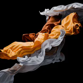 Абстракція, Текстури, Шовк, Хвилі, Чорний фон, Помаранчевий, Білий, 3d, Amoled, AI Art