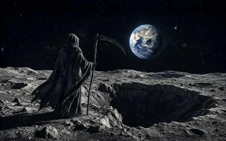 Космос, Земля, Смерть, Космический пейзаж, Звездное небо, Кратеры, Зловещий, Amoled, AI Art