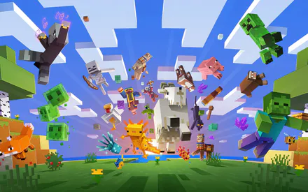 Creeper, Zombie, Skeleton, Ghast, Slime, Fox, Axolotl, Pixel Graphics, Blocks