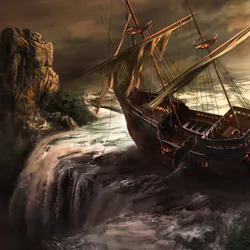 A majestic sailing ship in the open sea