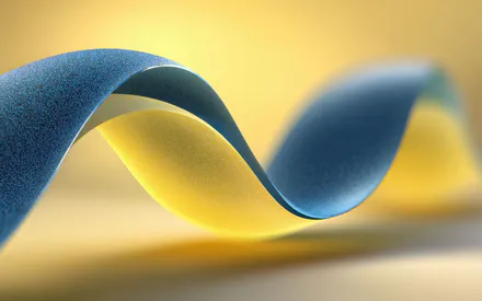 Абстрактные формы, Синий, Желтый, Градиент, Текстура, 3d рендер, Минимализм, Глянцевый, AI Art