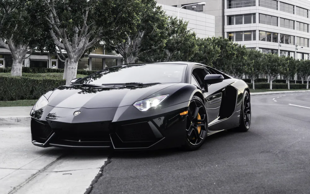 Обои Lamborghini Aventador Black 2560x1440