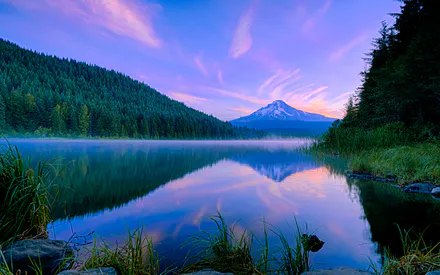 Озеро, Горы вдалеке, Лето