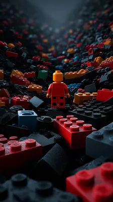 LEGO, Игрушка, Фигурка, Конструктор, Детали, Блоки, Красный, Черный, Макро, Арт, Концепт, Миниатюра, Детство