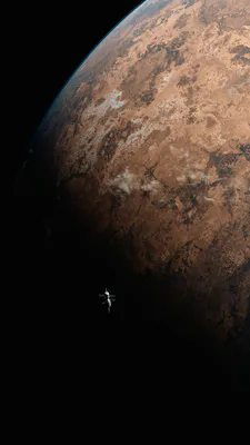 Космос, Планета, Орбита, Станция, Спутник, Фэнтези, Вакуум, Пустыня, Кратеры, Черный, Коричневый, Минимализм, Эпопея, Путешествие