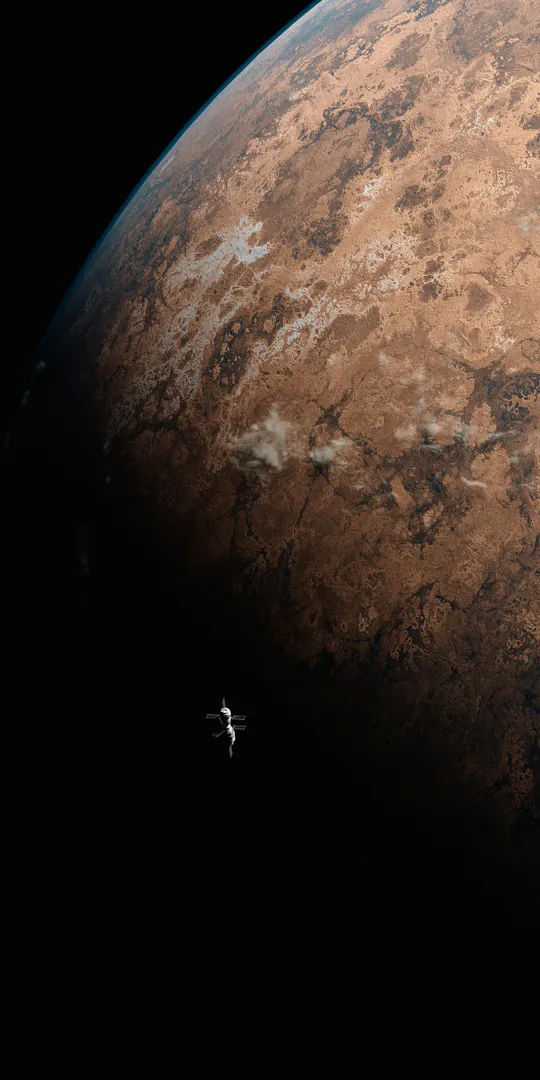 Шпалери на телефон: Орбітальна станція над Марсом