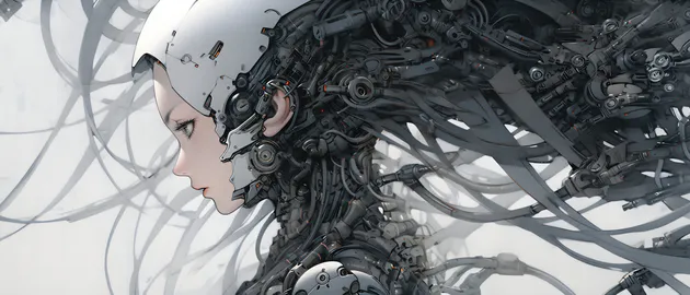 KyRyeZi, Midjourney Art, ИИ искусство, Sci Fi, Аниме, Девушка, Киборг, Киберпанк, Дистопия, Широкоформатные, 10k