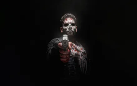 Gun, Mask, Makeup, Blood, Man, Dark, Amoled