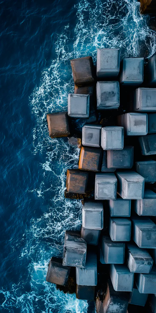 Phone wallpaper: Cubes and waves
