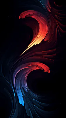 Abstract Art, Color Waves, Red-blue, Dark Background, Energy, Strokes, Smooth Shapes, Modern Graphics, Amoled, AI Art