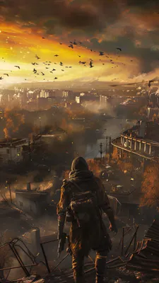 Post-apocalypse, Ruins, Cityscape, Birds, Weapons, Backpack, Drama, Mission, AI Art