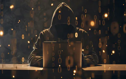 Laptop, Binary Code, Anonymity, Cyber Threat, Dark Portrait, Cyber Security, Technology