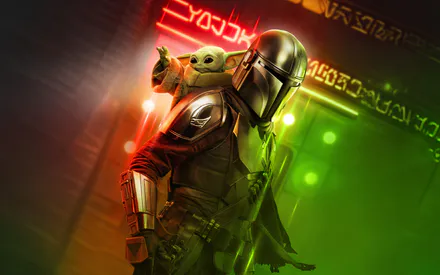 Star Wars, Helmet, Armor, Neon Lighting, Baby, Raincoat, Science Fiction, Cinema, Portrait