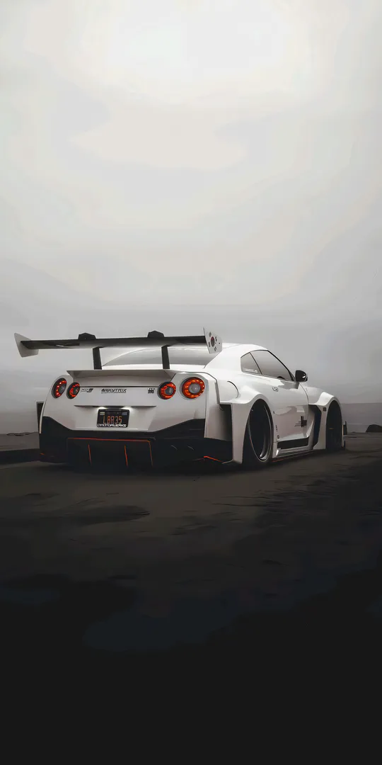 Phone wallpaper: White Nissan GT R
