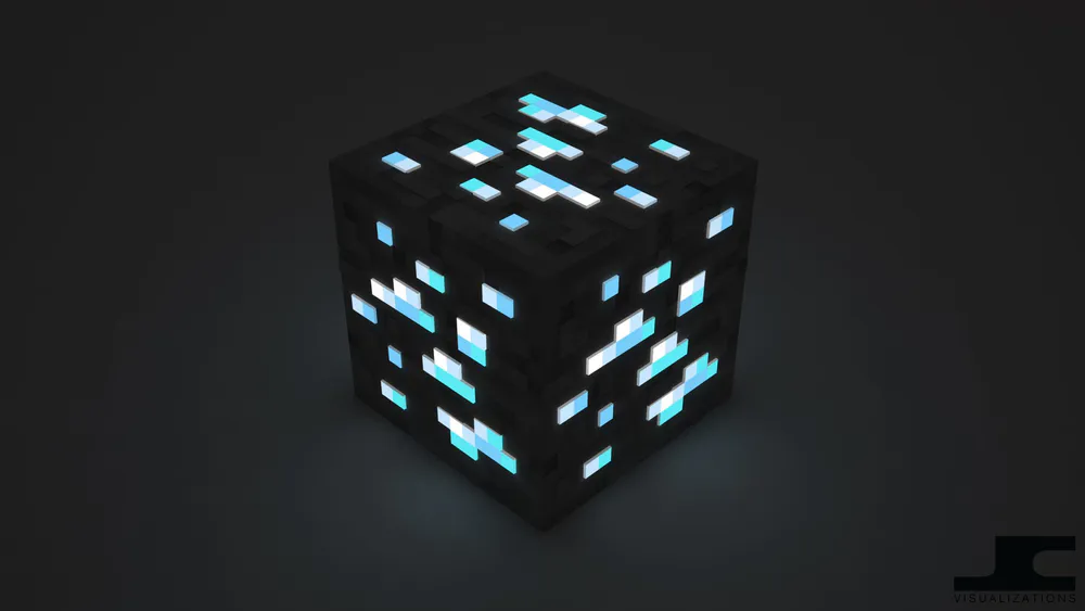 Wallpaper Minecraft Blue Cube 1440x1080