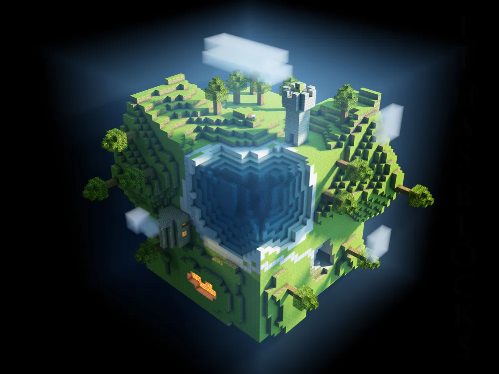 Обои Minecraft планета 1080x2400