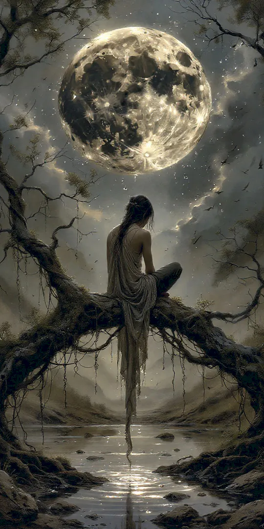 Phone wallpaper: Under the moon