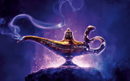 Lamp, Genie, Magic, Smoke, Purple Background, Shine, Fairytale, Desire, Radiance, Night, Fantasy, Mystery, Legend