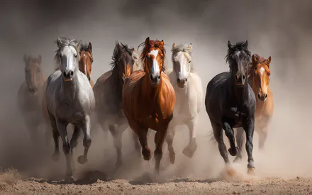 Бег, Пыли, Стадо, Пустыня, Степь, Животные