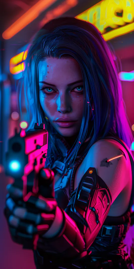 Шпалери на телефон: Кіберпанк Оперативниця