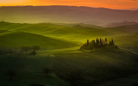Поле, Лето, Холмы, Луг, Италия, Тоскана