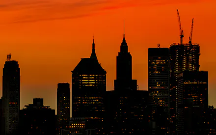 Дома, Нью-йорк, Небоскребы, Силуэт, Сша, Манхэттен