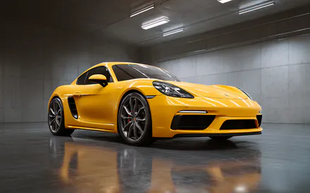 Porsche 718, Суперкар, Спорткар, Автомобиль, Porsche Cayman, Желтый