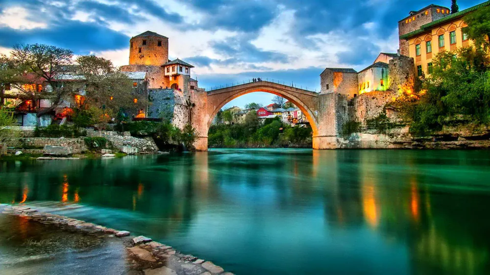 Wallpaper Mostar Bridge Bosnia 1366x768
