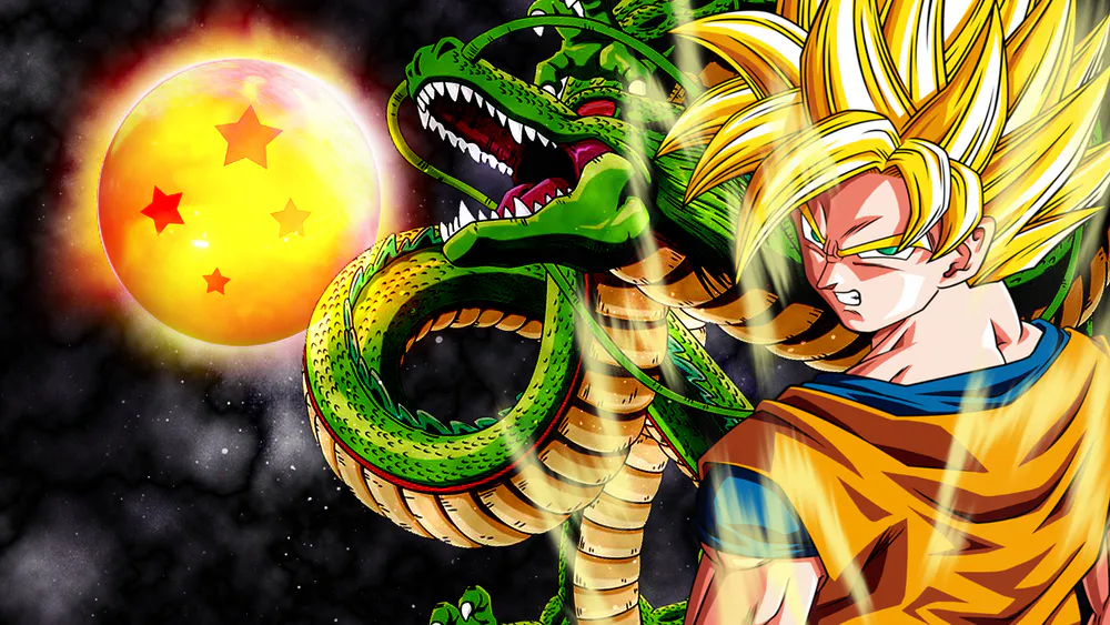 Wallpaper Super Saiyan Goku and Shenlong 1024x1024