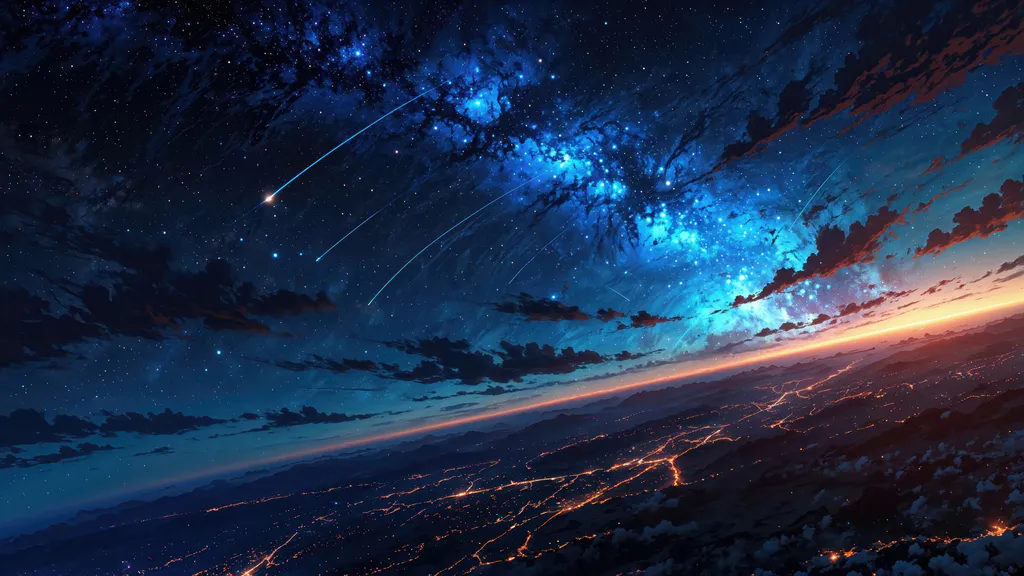 Шпалери для робочого столу: Зоряна ніч сходить