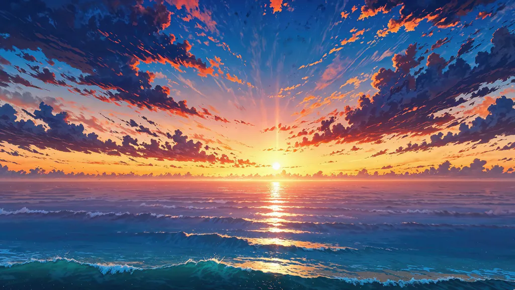 Обои на рабочий стол: Закат на океане