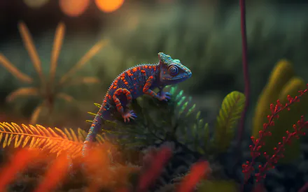 Хамелеон, Рептилия, Дикая природа, Природа, Боке, Тропический