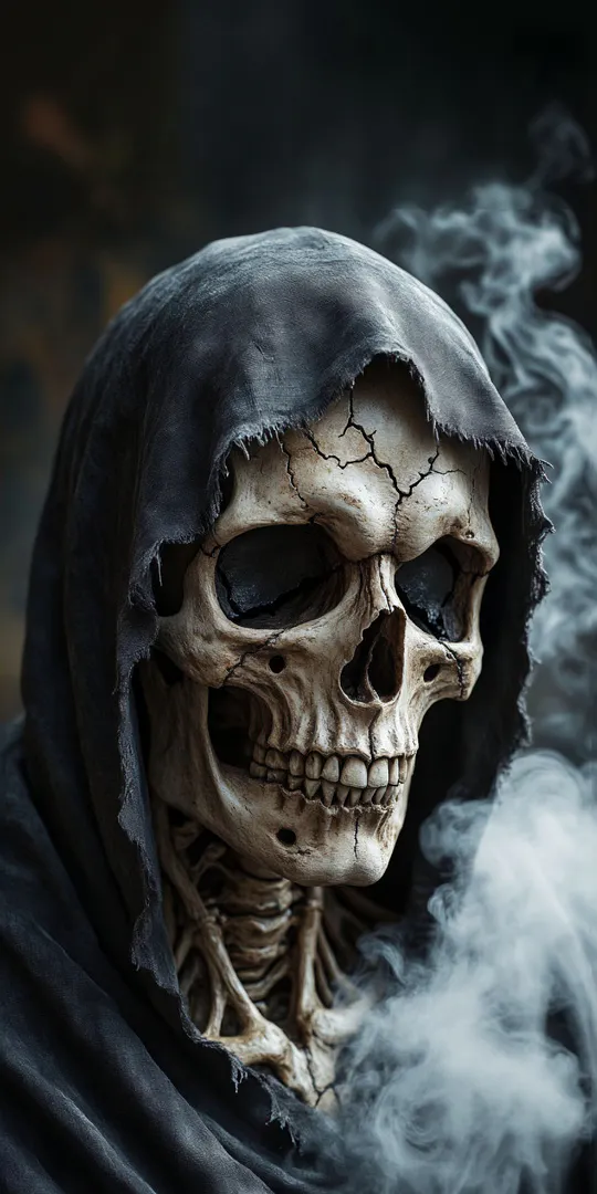 Обои на телефон: Череп в плаще