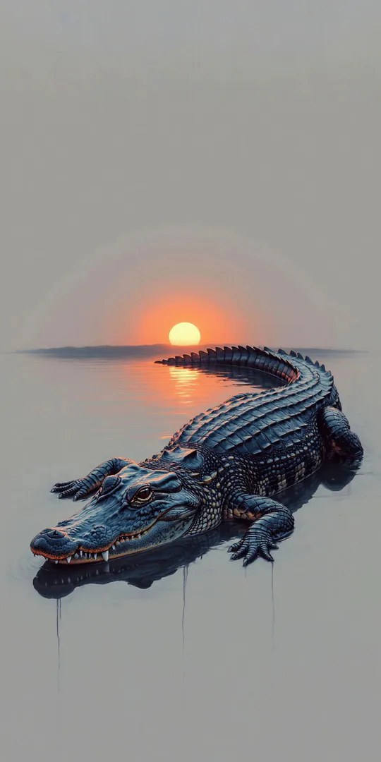 Phone wallpaper: Crocodile in the west