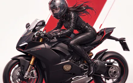 AI Art, AI Generated, Ducati, Ducati Panigale, Black, Girl