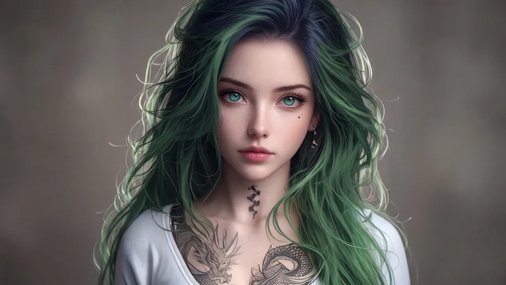Обои на рабочий стол: Girl Green Hair