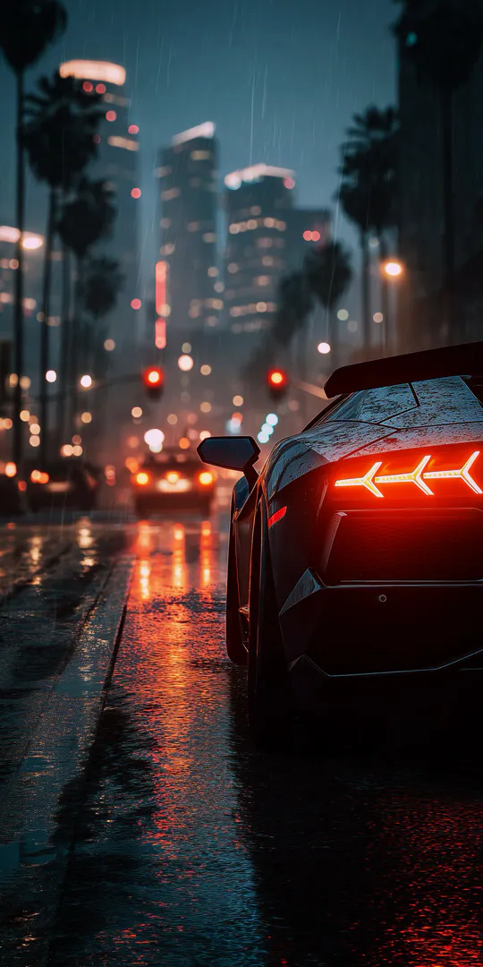 Phone wallpaper: Lamborghini rainy evening