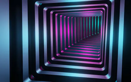 Geometric, Perspective, Gradient, Purple, Blue, 3d, Light, Symmetry, AI Art