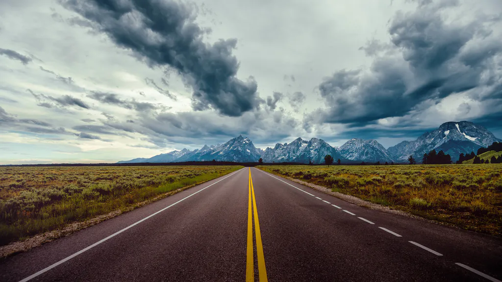 Desktop wallpaper: The road to the mountains