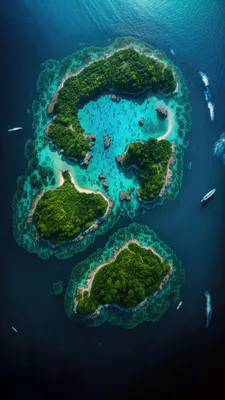 Forest Cover, Turquoise Water, Sandy Beaches, Coral Reefs, Yachts, Aerial Photography, Lagoon, Seascape