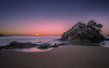 Rock, Stone, Sunset, Sea, Horizon