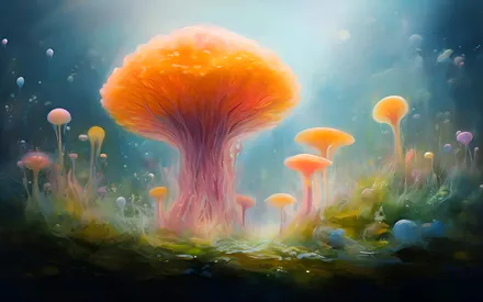 Грыбы, Природа, Фэнтези арт, Farisey