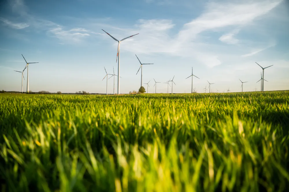 Wallpaper Wind turbines 3440x1440